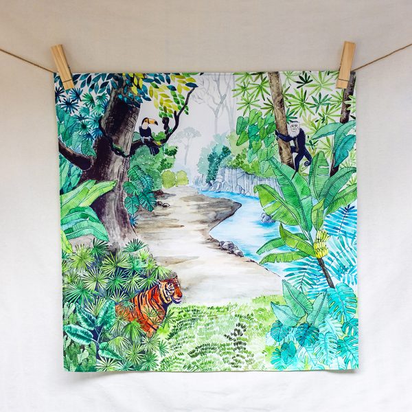 Deep in the jungle – hand-illustrated organic cotton play cloth for open-ended play