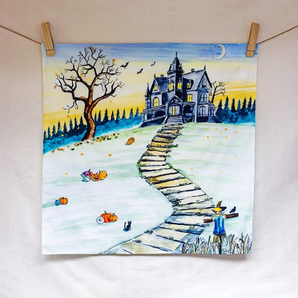 Trick or Treat – hand-illustrated organic cotton play cloth for open-ended play