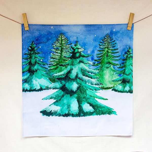The Christmas pine – hand-illustrated organic cotton play cloth for open-ended play
