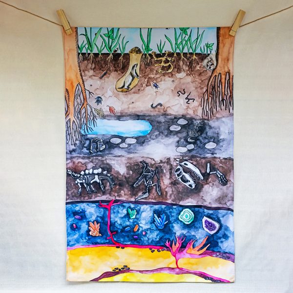 Beneath my feet – hand-illustrated organic cotton play cloth for open-ended play