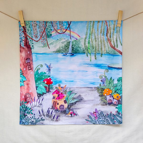 The fairy dust garden – hand-illustrated organic cotton play cloth for open-ended play