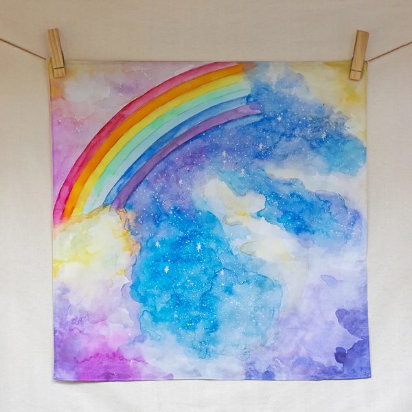 Magical sky – hand-illustrated organic cotton play cloth for open-ended play