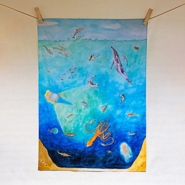 Into the abyss – hand-illustrated organic cotton play cloth for open-ended play