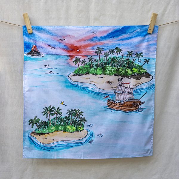 The lost islands – hand-illustrated organic cotton play cloth for open-ended play