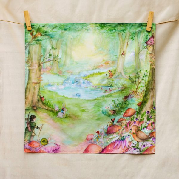 Forest of Wonders – hand-illustrated organic cotton play cloth for open-ended play