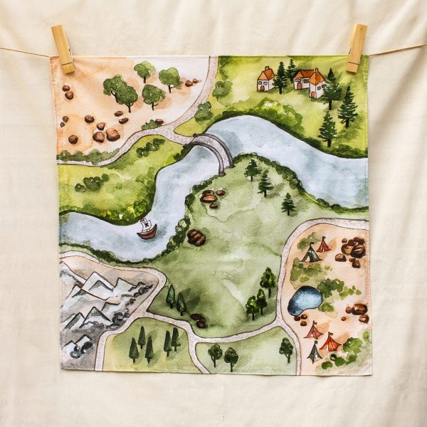 Kingdom valley – hand-illustrated organic cotton play cloth for open-ended play